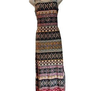 Elegant Strapless Multicolor Patterned Dress